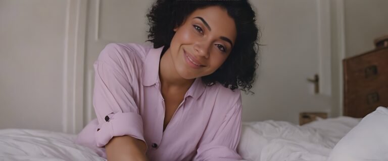 A woman in pink shirt.