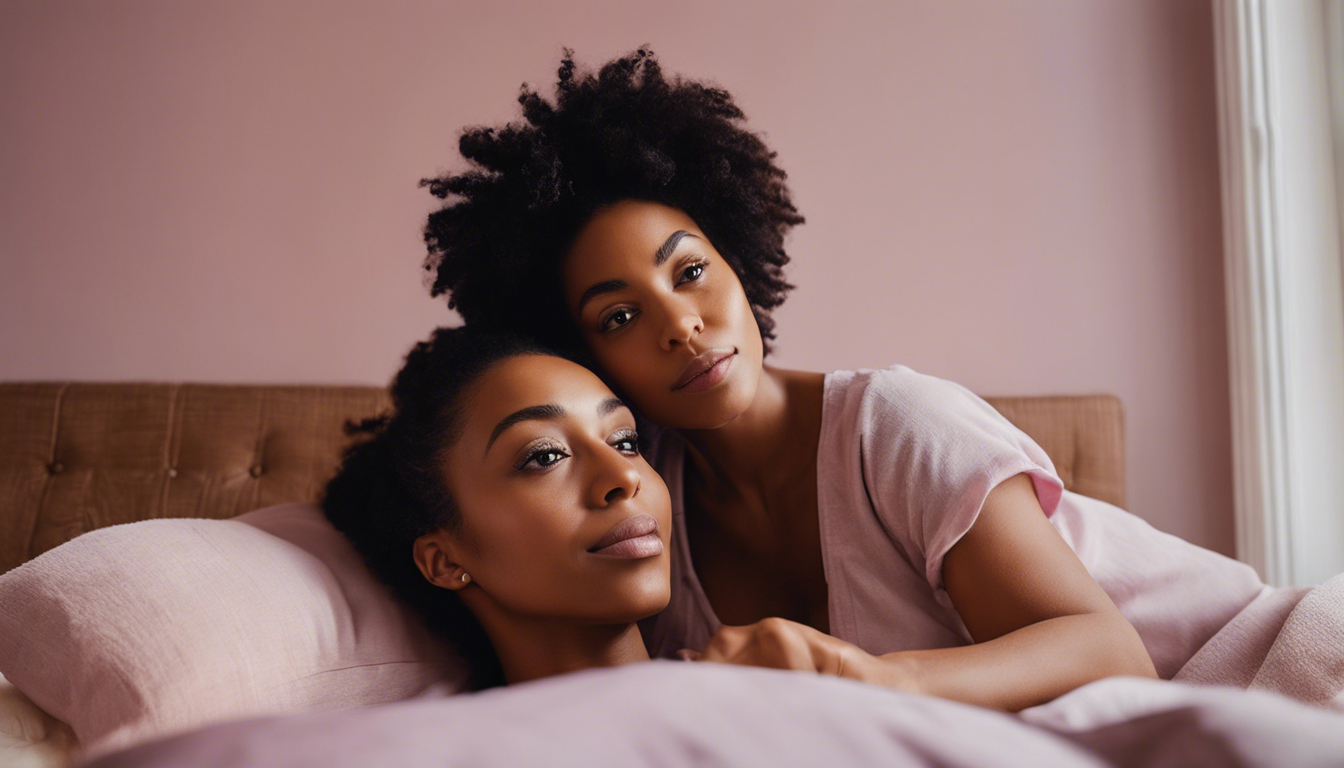 370761_Realistic image Open eyes clear eyes Clear open_xl-1024-v1-0 | pleasurable A Lesbian Couple in a Bed Together