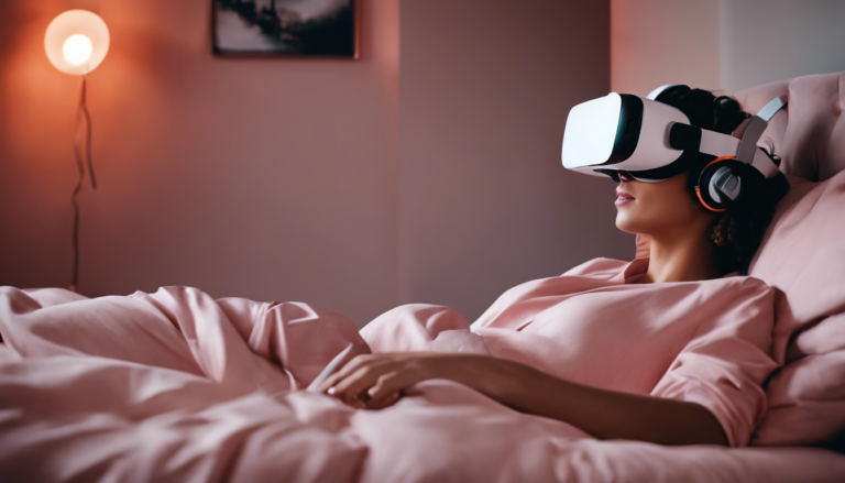A person lying on a bed wearing a VR headset