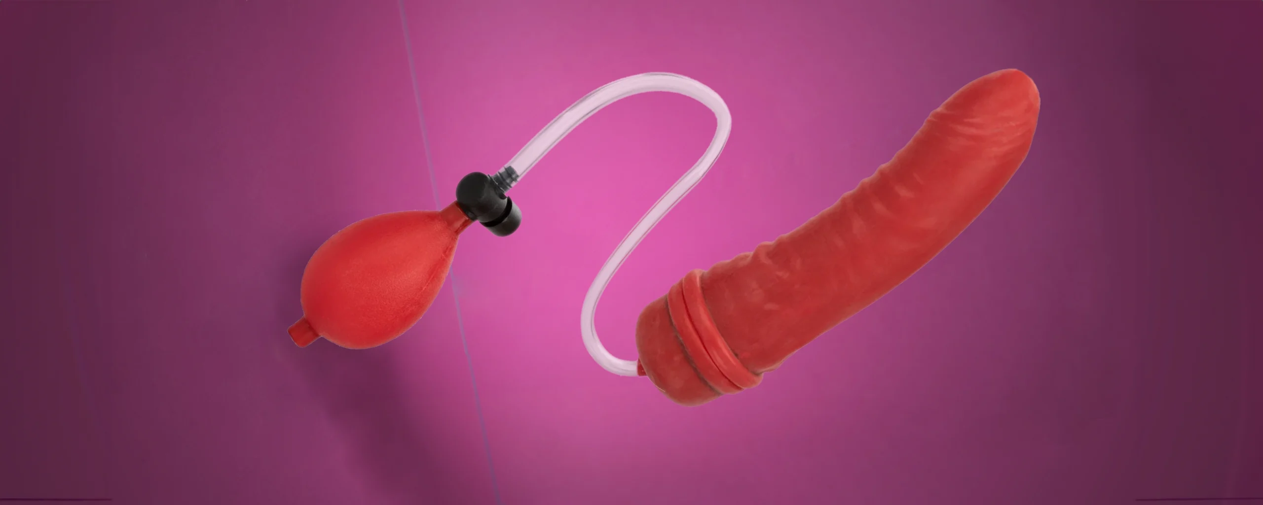 Inflatable Dildo on Purple Background