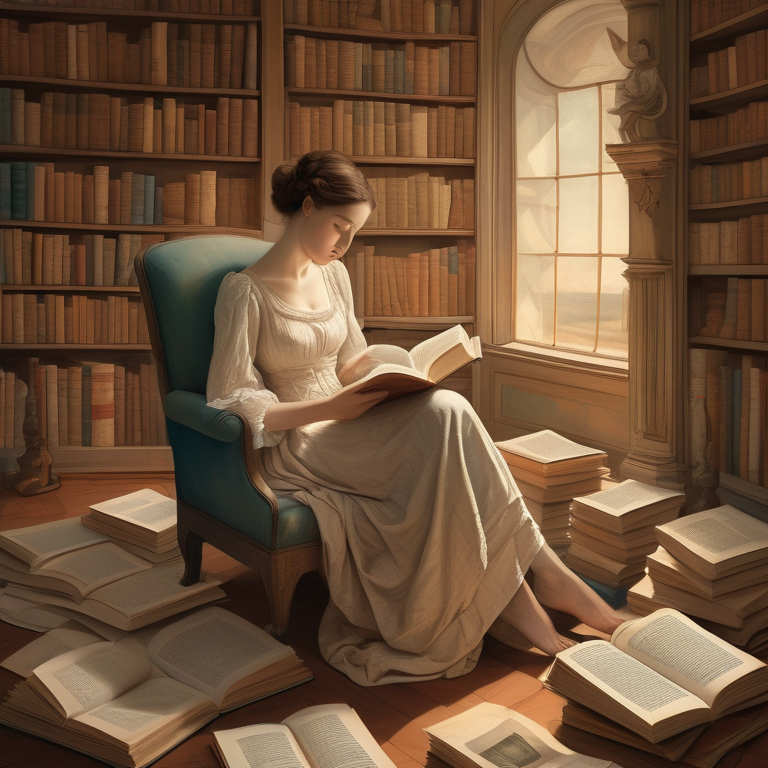 Illustration of a woman immersed in a book portraying the historical progression of female sexuality.