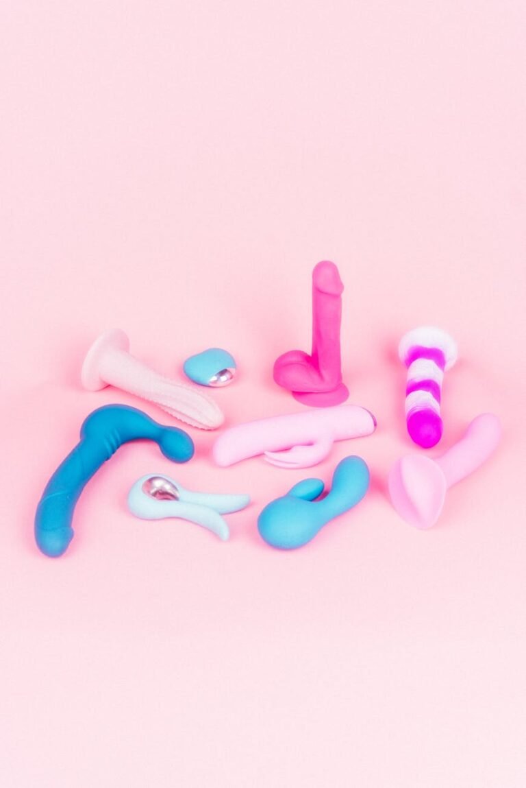 sex toys on pink background