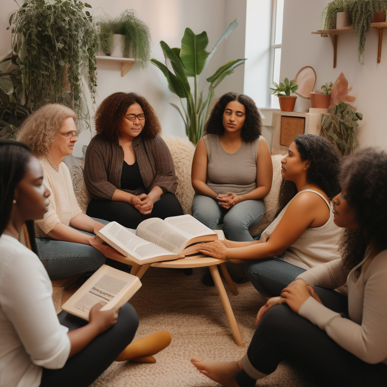 Diverse women engaging in a discussion about women's sexuality in a warm, inviting setting.