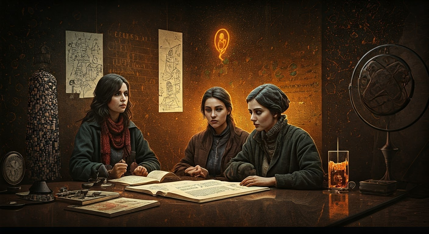 Women discussing dystopian literature