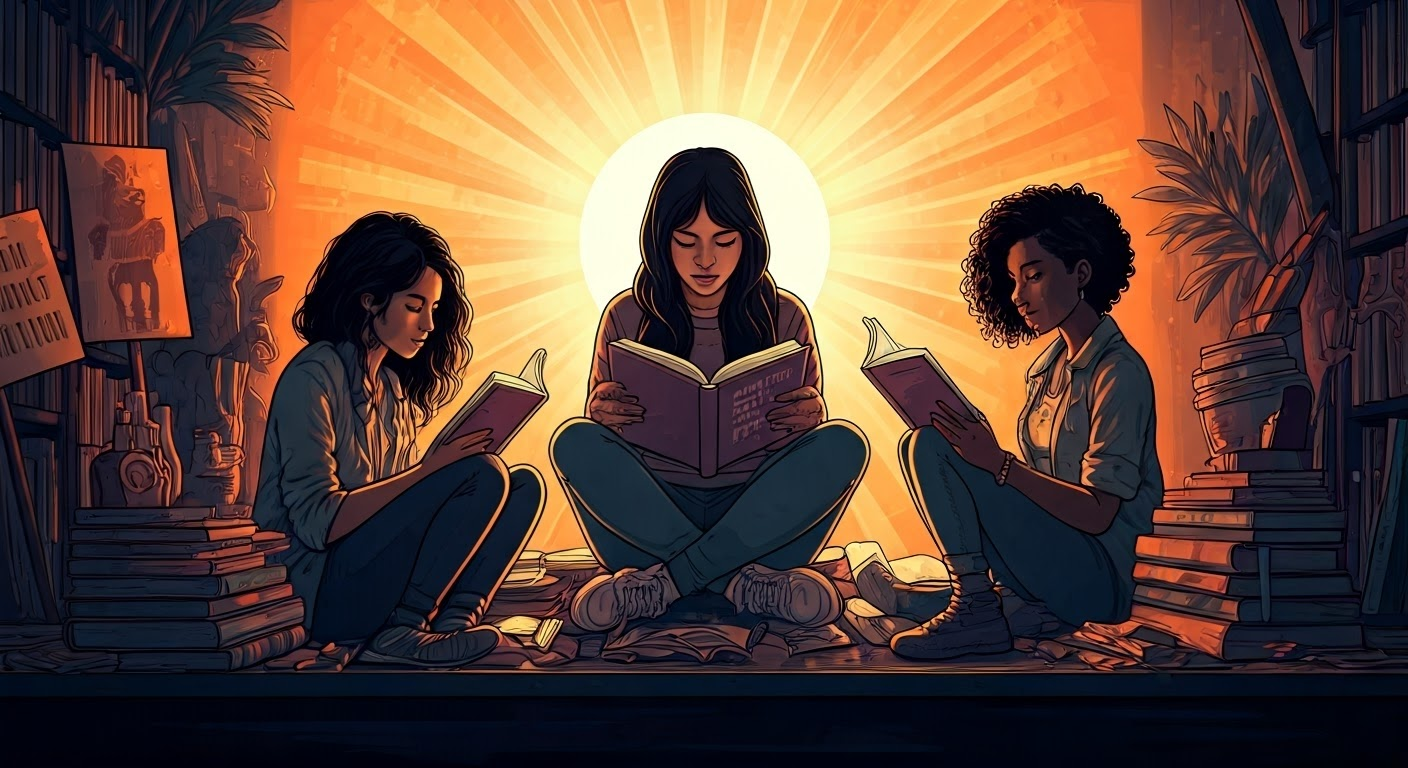 Women engaging with dystopian literature