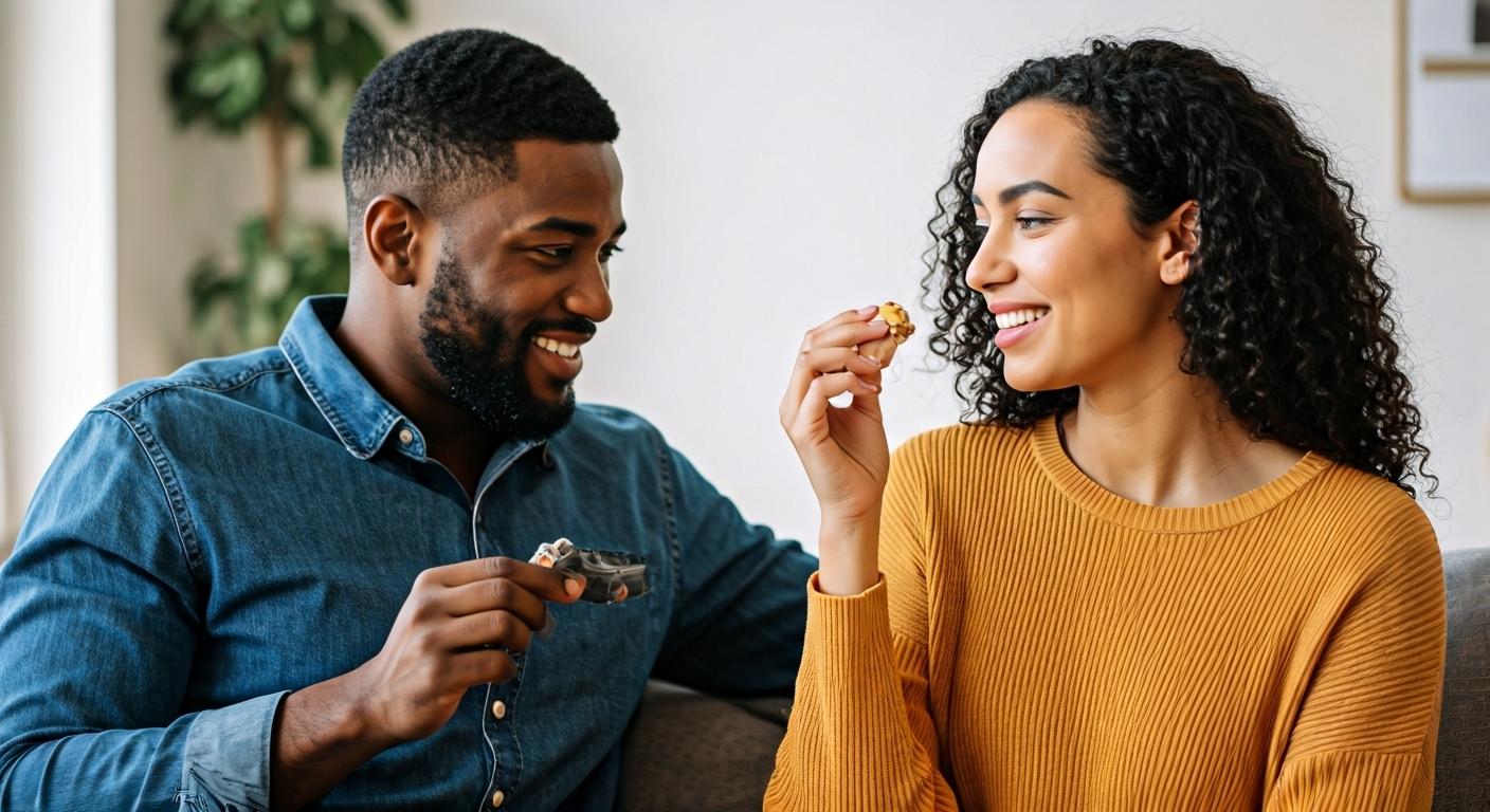 Couples exploring toys together