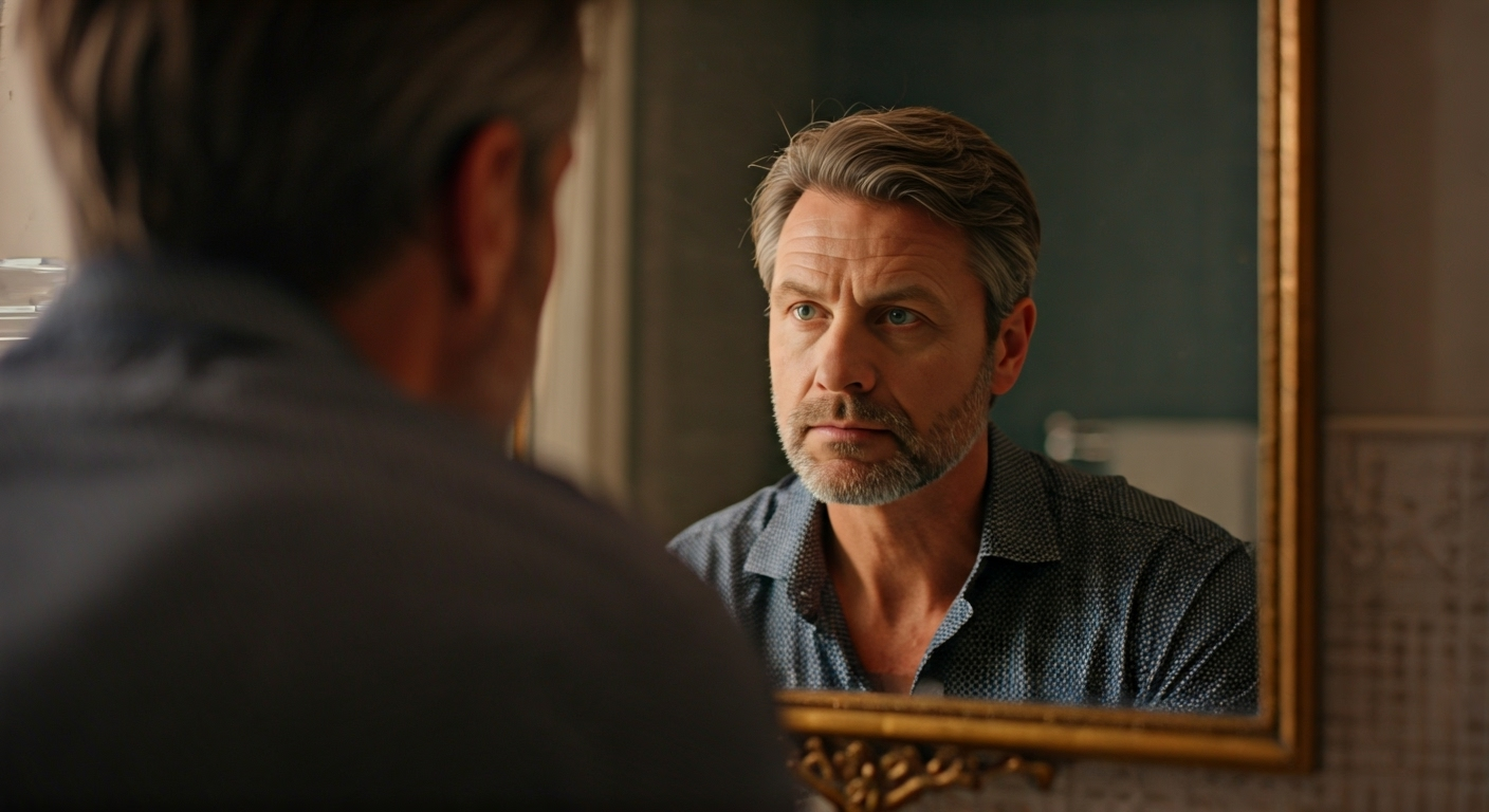 Man reflecting in mirror