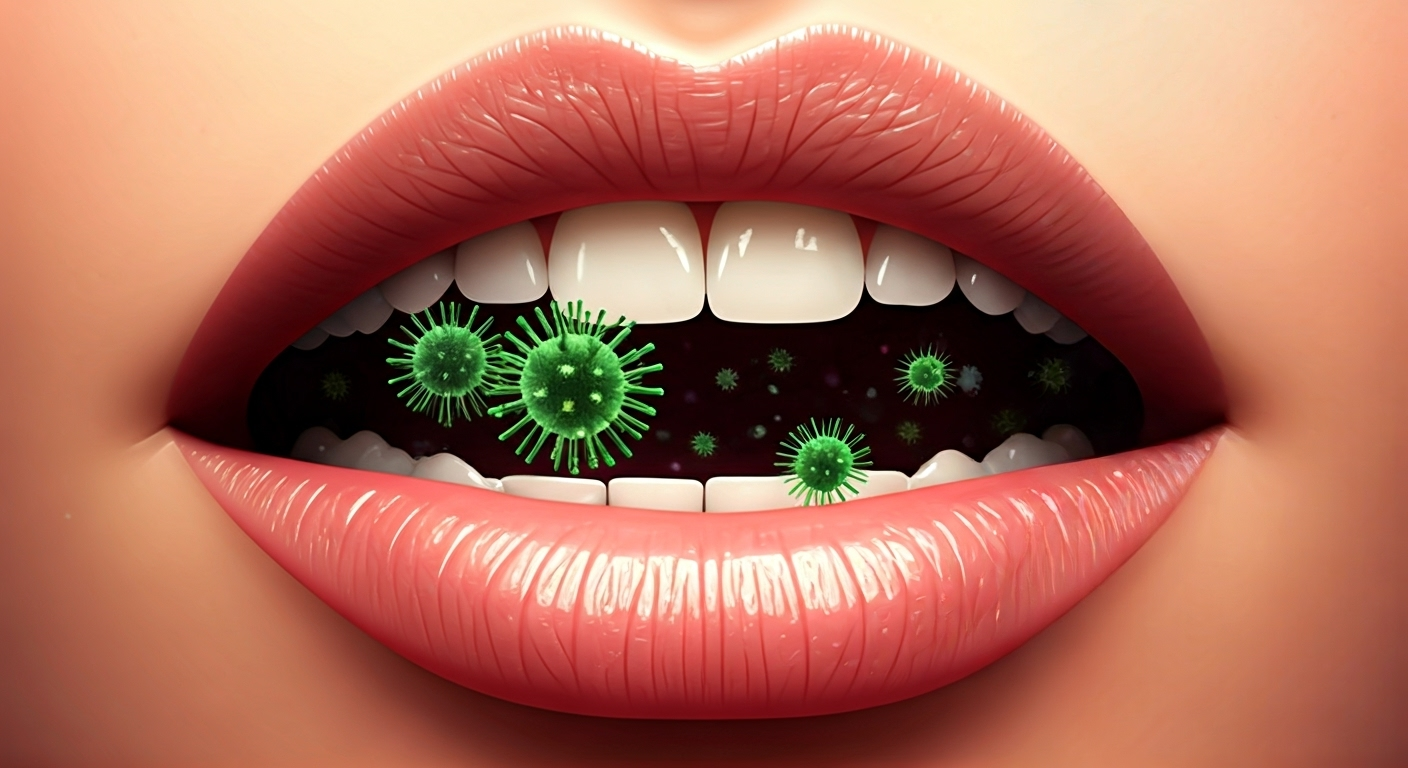 germs in saliva illustration