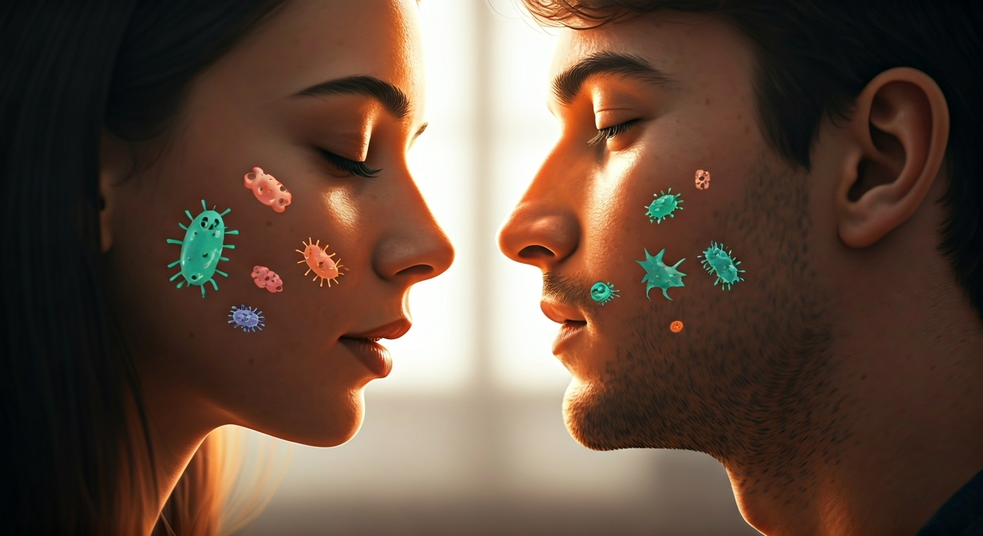 germs spreading by kissing