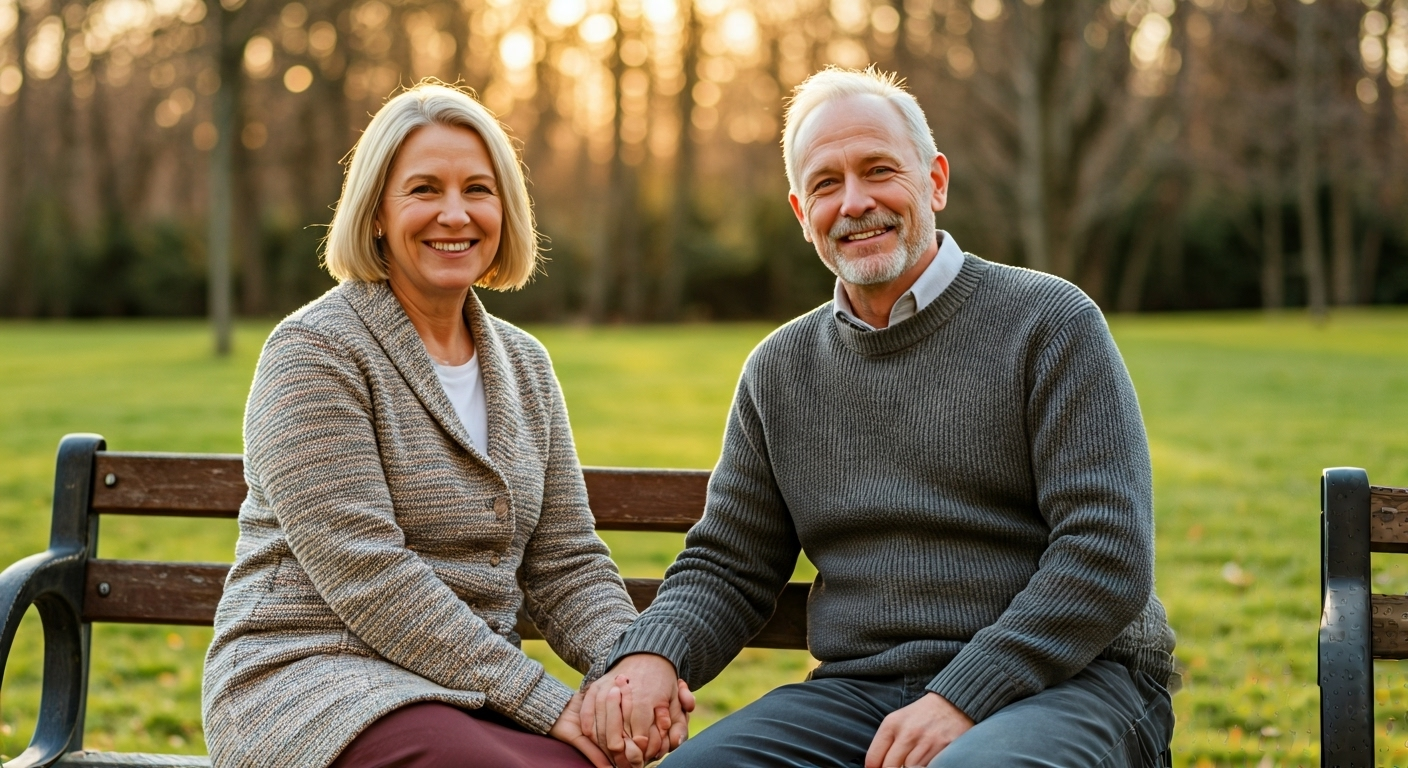 Mature couple enjoying sunset together