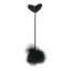 Black wand toy with a heart-shaped tip and a fluffy black pom-pom at the end on a long rod.