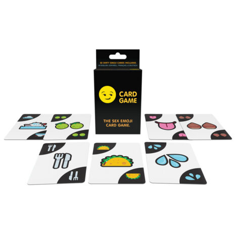 110232x1jpg Black box packaging reading 'Card Game' sits center with 52 dirty emoji cards spread around it.
