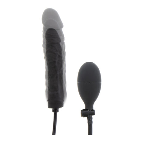 16852x2jpg Black dildo with a textured shaft and a separate wireless remote-control vibrator next to it on a white background.