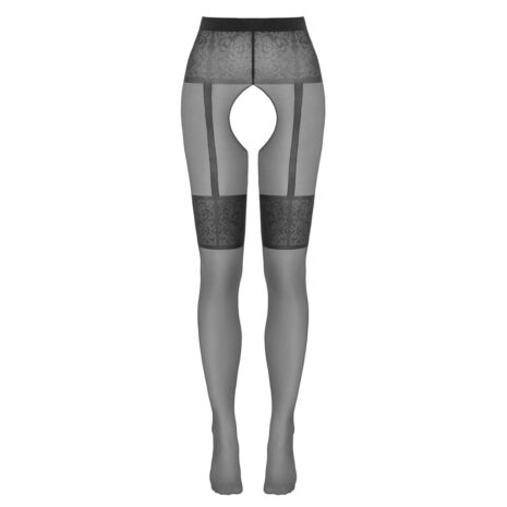 2510391x4jpg Open-gusset sheer tights with lace waistband and thigh panels for lingerie styling