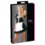 Box packaging showing a model in a black maid dress with white lace apron; Cotelli Costumes branding in pink and white on black.