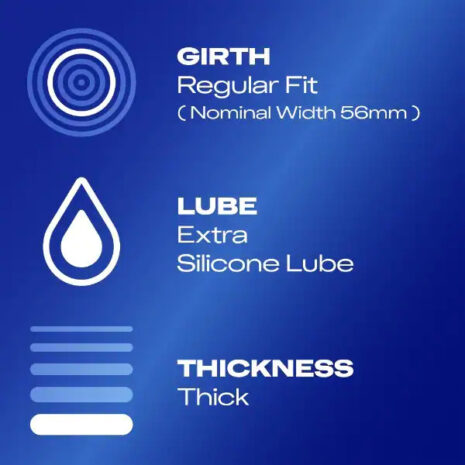 2967472x3jpg Product spec card: Girth Regular Fit (56 mm), Extra Silicone Lube, Thickness Thick.
