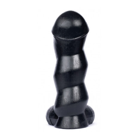 3662811261529x3jpg Black spiral-shaped dildo standing upright on a white background.