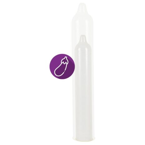 416568x2jpg Long clear plastic container standing upright with a purple circular label featuring a white eggplant icon overlapping the side
