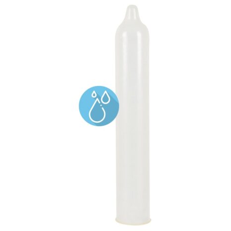 416584x2jpg Clear latex condom standing upright with reservoir tip visible (sexual health product)