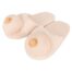 Pair of soft beige plush toe socks or slippers with rounded toe caps, shown on a white background for a cozy spa-like feel.