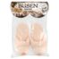 Pair of peach-colored foot-shaped prostheses sealed in a clear plastic bag, with a cartoon graphic packaging at the top reading 'BUSEN PUSCHEN'