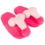 Pink plush baby slippers with light pink bow accents