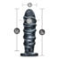 Purple-gray dildo with measurement labels: 11in length, 9.5in insertable, and 3in girth at the widest point, shown with ring measurements for scale.