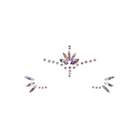 BLS010OPALx2jpg Decorative crown made of multicolored crystals with symmetrical side accents on a white background for a jewelry/beauty theme