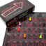 Black game box titled Path to Pleasure with a dotted neon arrow; open game board shows a numbered grid of squares and colorful pawns (pink, orange, yellow, green, purple, black) placed on various spaces.