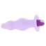 Purple silicone vibrator with a wavy, elongated shaft and a round flared base, lavender color.
