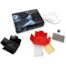 Box labeled Fifty Days of Play with assorted colored cards spread around on a white surface