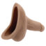 Hollow, flesh-colored silicone sex toy shaped like a penis with a wide open cavity at the tip for internal stimulation.
