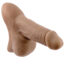 Brown silicone dildo with a rounded head and textured shaft, shown from the side on a white background.