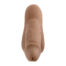 Beige, lifelike silicone dildo with rounded head and textured shaft, shown from above.