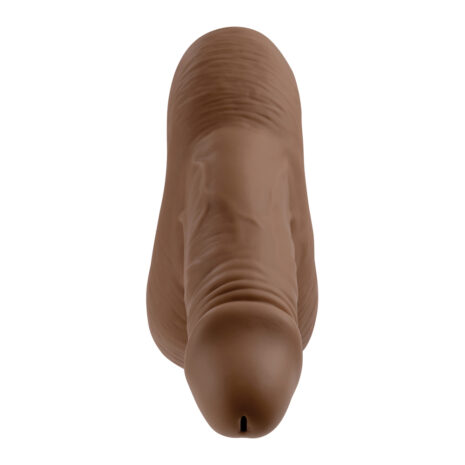 GX-SP-2925-2x3jpg Brown realistic dildo viewed from the end, showing a wrinkled shaft and a small slit at the tip.