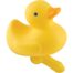 Yellow rubber duck bath toy with orange beak and black eye detail.