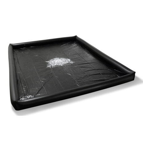 N7979x1jpg Black rectangular, inflatable tray with raised sides and a white logo in the center