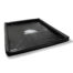 Black rectangular, inflatable tray with raised sides and a white logo in the center
