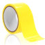 Yellow packing tape roll with its end pulled out, resting on a white background.