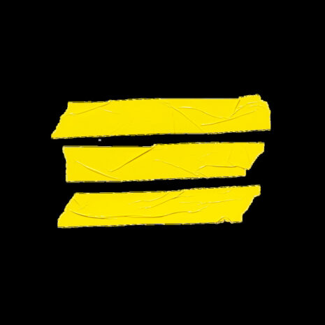 POSOU024x2jpg Three parallel yellow tape strips stacked with small gaps on a black background