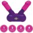 Purple dual-ended sex toy with pink tips and a purple base, featuring four pink instruction circles labeled 1–4.