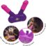 Purple dual-ended adult sex toy with two pink ends and a purple base, designed for sexual stimulation.