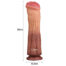 Life-size pink silicone dildo standing upright with a tapered tip; dimensions shown: 30 cm tall, 7.5 cm width at the base, 8.3 cm base diameter; suitable as a sex toy.