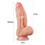 Pink silicone dildo on a circular base with measurement labels: total height 24.5 cm, insertable length 17 cm, shaft diameter 6.8 cm, base diameter 8 cm.