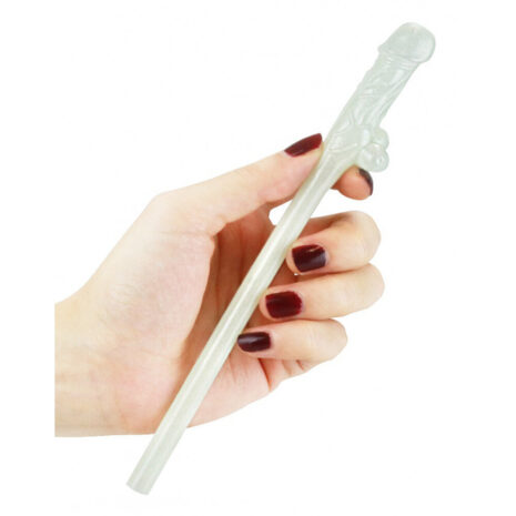 R4543x3jpg Hand holding a pale translucent phallic sex toy with a textured grip at the end