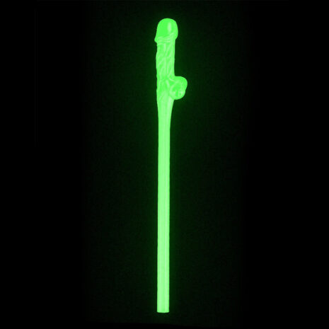 R4543x4jpg Glow-in-the-dark green dildo standing upright against a black background.
