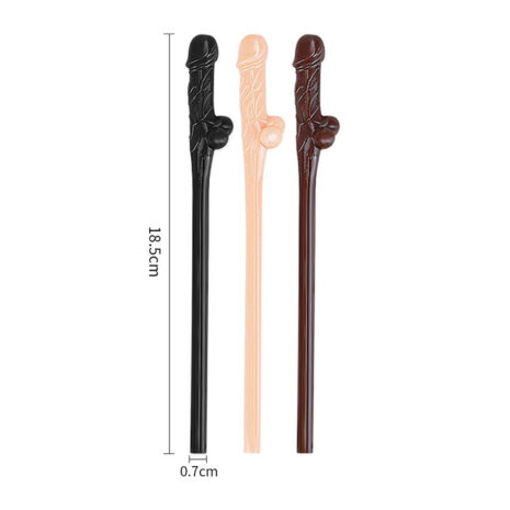 R4545x2jpg Three dildo-shaped sex toys in black, nude, and brown, each about 18.5 cm long with a textured shaft and a small ball near the base.