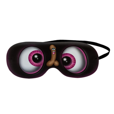 SADSx3jpg Black novelty sleep mask featuring oversized cartoon eyes and a goofy center graphic