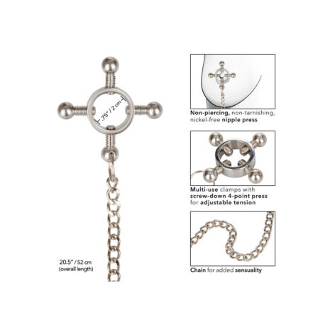 SE-2552-15-2x3jpg Metal four-arm ring clamp with a hanging chain for adjustable tension; overall length 20.5 inches (52 cm).