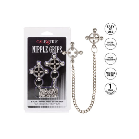 SE-2552-15-2x4jpg CalExotics four-point nipple grips with chain; adjustable, non-piercing, nickel-free; easy to use.
